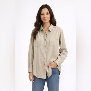 NWT MCEDAR Women’s Button Down Shirt Neutral Gray Utility Work Wear Top  1X